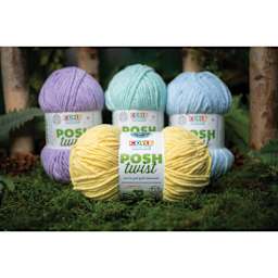Lion Brand Cover Story Posh Twist Yarn showing example colors