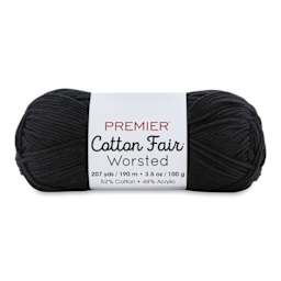 Premier Yarn Cotton Fair Worsted Yarn - Black, 207 yds