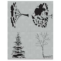 Stencil1 Multipack Stencil - Trees, Set of 4, 8-1/2" W x 11" L