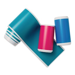 Cricut Joy Removable Smart Vinyl (Aqua, Party Pink, and Ocean Smart Vinyl rolls out of packaging)