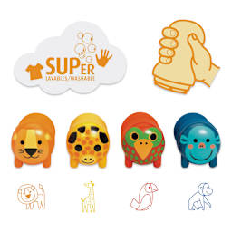 Djeco Children's Stampers - Safari Animals, Set of 4 (Stampers with stamped images)