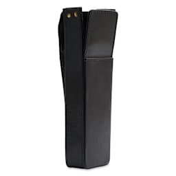 Girologio 2 Leather Pen Case - Black, side of the case and open