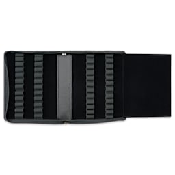 Girologio 24 Pen Leather Zip Case - Black, 7.1" x 8.9"