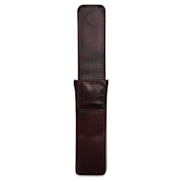 Girologio 2 Leather Pen Case - Oxblood, magnetic flap raised