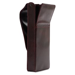 Girologio 3 Leather Pen Case - Oxblood, side of the case and open