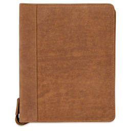 Girologio 24 Pen Leather Zip Case - Saddle Tan, 7.1" x 8.9"