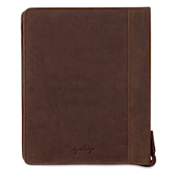 Girologio 24 Pen Leather Zip Case - Bomber Brown, 7.1" x 8.9"