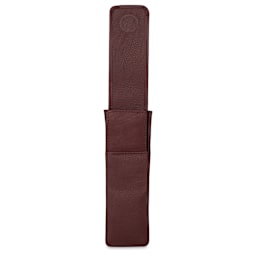 Girologio 2 Leather Pen Case - Antique Brown, magnetic flap raised