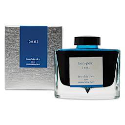 Pilot Iroshizuku Fountain Pen Ink - Deep Blue (Kon-peki), 50 ml, packaging and bottle