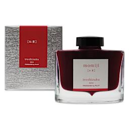 Pilot Iroshizuku Fountain Pen Ink - Autumn Leaves (Momiji), 50 ml, bottle and packaging