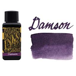Diamine Fountain Pen Ink - Damson, 30 ml bottle with swatch
