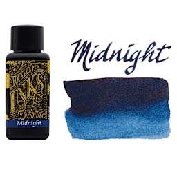 Diamine Fountain Pen Ink - Midnight, 30 ml bottle with swatch