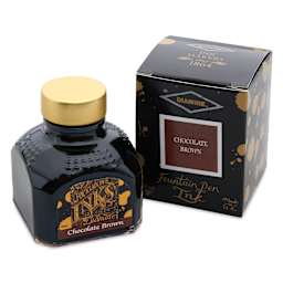 Diamine Fountain Pen Ink - Chocolate Brown, 80 ml bottle and packaging