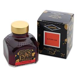 Diamine Fountain Pen Ink - Autumn Oak, 80 ml bottle and packaging