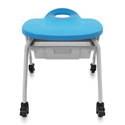  Stackable Classroom Stool with Wheels and Storage, front view of the stool. 