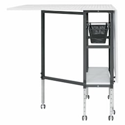 Studio Designs Sew Ready Cutting Table with Grid, Charcoal and White, one panel extended