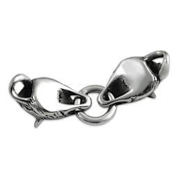 John Bead Stainless Steel Antique Silver Clasp - Wolf Head, 34 x 18 mm, underneath