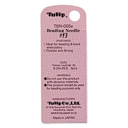 Tulip Needle Company Beading Needles - Size 13, Pkg of 2, back of the packaging