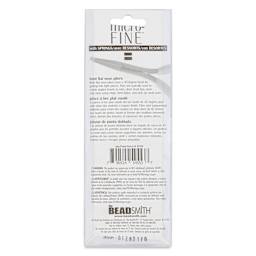 Beadsmith Micro-Fine Bent Flat Nose Pliers, back of the packaging