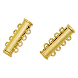 John Bead Beadwork Findings - Gold Tube, 4 Strands, Pkg of 2