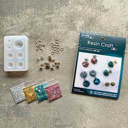 Jewelry Made By Me Post Earrings UV Resin DIY Kit contents