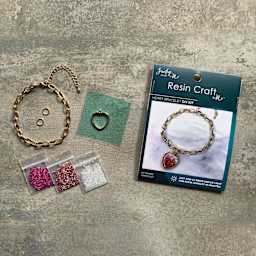 Jewelry Made By Me Heart Bracelet UV Resin DIY Kit contents