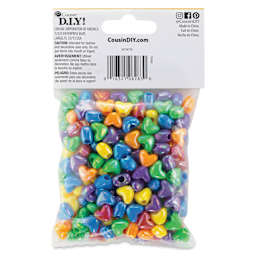 CousinDIY Fun Pack Acrylic Heart Beads - Pkg of 210, Assorted Colors back of packaging
