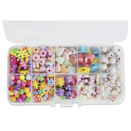 Cousin DIY Fun Pack Assorted Bead Mix Box - open to show contents, close-up
