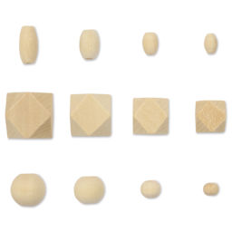 Cousin DIY Unfinished Wood Beads - Pkg of 961 with Case showing included bead types