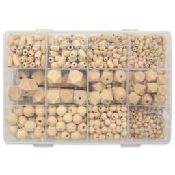 Cousin DIY Unfinished Wood Beads - Pkg of 961 with Case top view