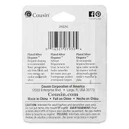 Cousin Plated Silver Elegance Rondelle Beads - Pkg of 12, 5 mm back of packaging