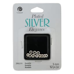 Cousin Plated Silver Elegance Rondelle Beads - Pkg of 12, 5 mm front of packaging