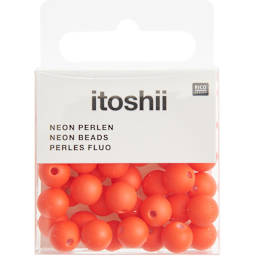 BEADS PLSTC 8MM NEON ORG 40PK