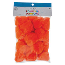 John Bead Pom Poms - Pkg of 20, Dark Orange, 2" front of packaging