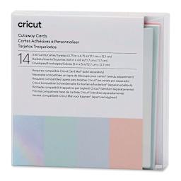 Cricut Cutaway Cards, Inserts, and Envelopes - Pastel, Pkg of 14, front of the packaging. 
