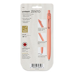 Uni-Ball Zento Gel Pens - Set of 4, Boho, 0.7 mm, back of packaging