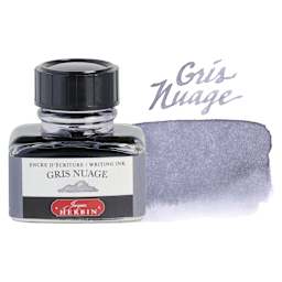 Herbin La Perle des Encres The Jewel of Inks Fountain Pen Ink - Gris Nuage (Cloud Grey), 30 ml bottle with swatch