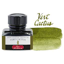 Herbin La Perle des Encres The Jewel of Inks Fountain Pen Ink - Vert Cactus (Cactus Green), 30 ml bottle with swatch