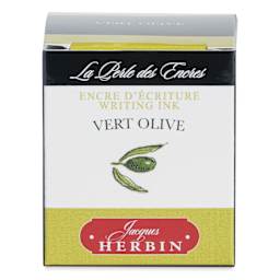 Herbin La Perle des Encres The Jewel of Inks Fountain Pen Ink - Vert Olive (Olive Green), 30 ml, front of packaging