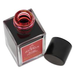 Herbin 1670 Anniversary Collection Fountain Pen Ink - Rouge Hematite, 15 ml bottle with cap off