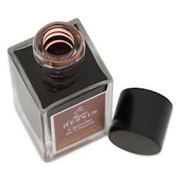 Herbin 1670 Anniversary Collection Fountain Pen Ink - Caroube de Chypre, 15 ml bottle with cap off