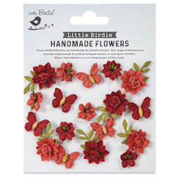 Little Birdie Cloria Paper Flowers - Scarlet Blend, Pkg of 18