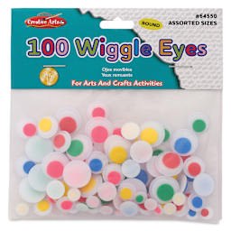 Creative Arts by Charles Leonard Wiggle Eyes - Pkg of 100, Assorted Colors, Round, Assorted Sizes front of packaging