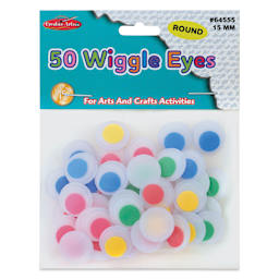 Creative Arts by Charles Leonard Wiggle Eyes - Pkg of 50, Assorted Colors, Round, 15 mm front of packaging
