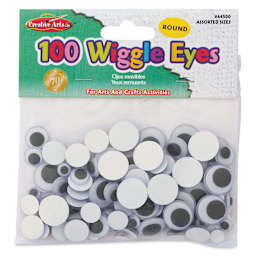 Creative Arts by Charles Leonard Wiggle Eyes - Pkg of 100, Black, Round, Assorted Sizes front of packaging