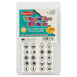 Creative Arts by Charles Leonard Wiggle Eye Stickers - Pkg of 1000, Black, 1/2" front of packaging