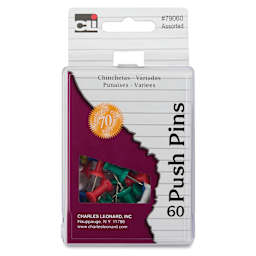 Charles Leonard Push Pins - Assorted, Pkg of 60 front of packaging