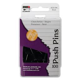 Charles Leonard Push Pins - Black, Pkg of 100 front of packaging
