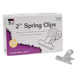 Charles Leonard Spring Clips - Pkg of 36, 2" single clip beside packaging