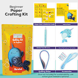 My Creative Camp Beginner Quilling Craft Kit - Narwhal contents